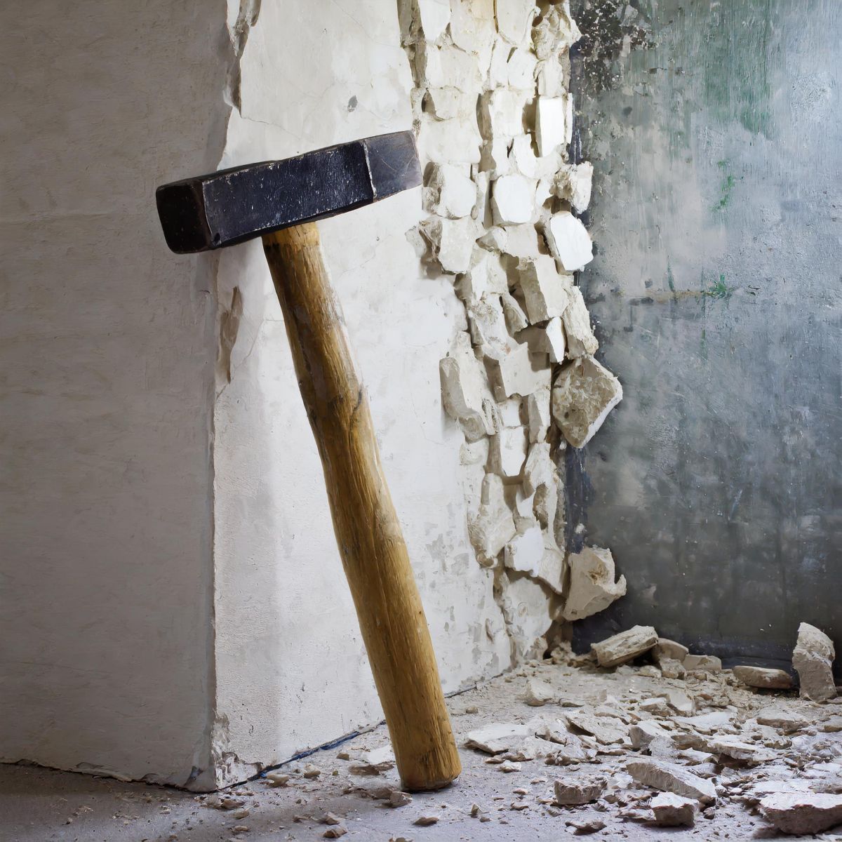Bouwbakkie - sloop hamer om muur te slopen